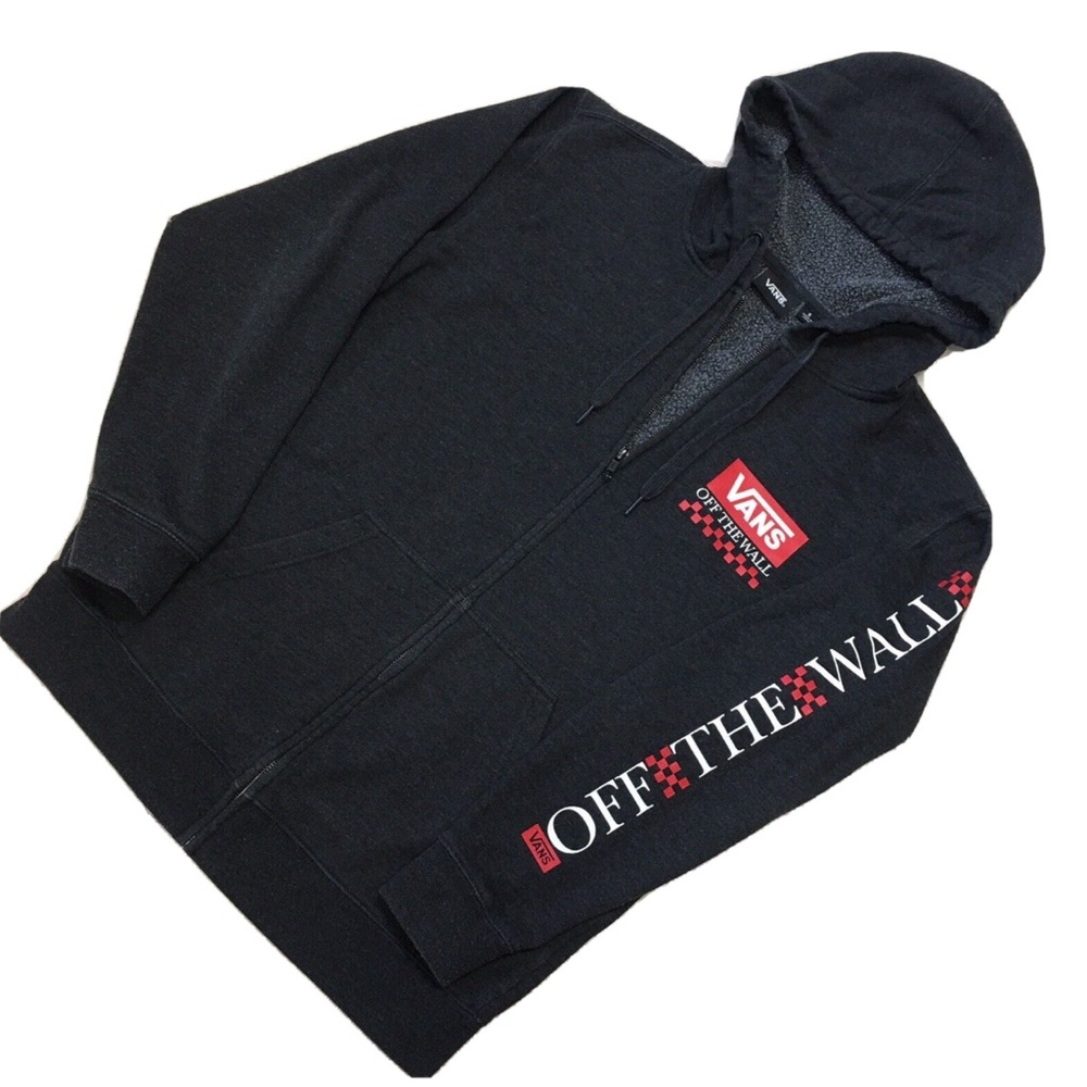 Vans Black Hoodie with Red Logo